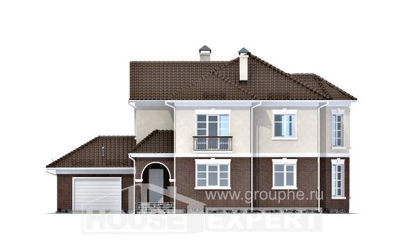 190-002-Л Проект двухэтажного дома, гараж, уютный загородный дом из теплоблока, Великий Новгород