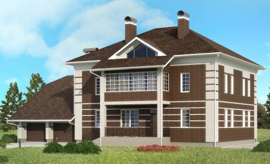 505-002-Л Проект трехэтажного дома, гараж, просторный домик из кирпича Окуловка | Проекты домов от House Expert