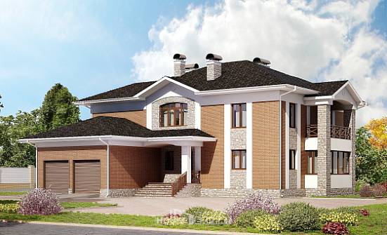 520-002-Л Проект трехэтажного дома и гаражом, классический загородный дом из керамзитобетонных блоков, Старая Русса
