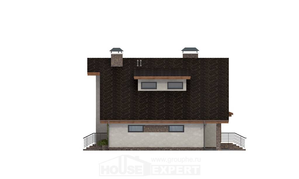 180-008-Л Проект двухэтажного дома мансардой, гараж, уютный домик из бризолита, Старая Русса