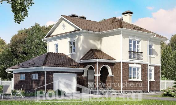 190-002-Л Проект двухэтажного дома и гаражом, уютный загородный дом из поризованных блоков, Боровичи