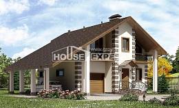 150-003-Л Проект двухэтажного дома с мансардным этажом и гаражом, небольшой загородный дом из арболита, Боровичи