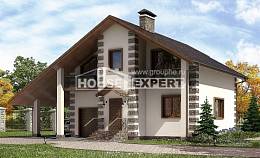150-003-Л Проект двухэтажного дома мансардой, гараж, бюджетный домик из пеноблока, Валдай