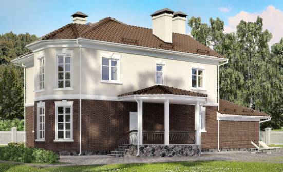 190-002-Л Проект двухэтажного дома, гараж, средний загородный дом из газосиликатных блоков, Боровичи
