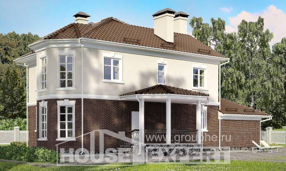 190-002-Л Проект двухэтажного дома и гаражом, красивый дом из керамзитобетонных блоков, Окуловка