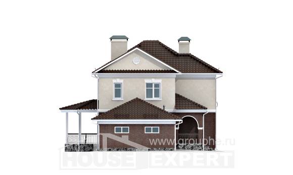 190-002-Л Проект двухэтажного дома и гаражом, простой коттедж из газосиликатных блоков, Боровичи