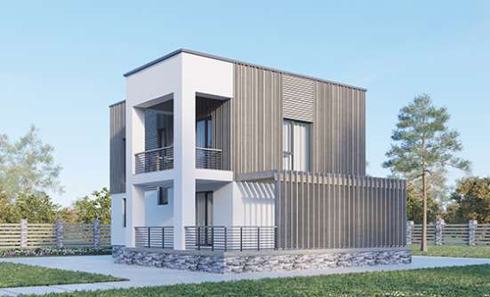 150-017-П Проект двухэтажного дома, компактный коттедж из газосиликатных блоков, Малая Вишера