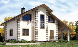150-003-Л Проект двухэтажного дома с мансардой, гараж, классический загородный дом из газосиликатных блоков, Боровичи