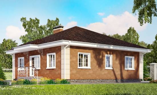 100-001-Л Проект одноэтажного дома, экономичный загородный дом из теплоблока, Боровичи