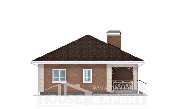 100-001-Л Проект одноэтажного дома, бюджетный коттедж из поризованных блоков, Боровичи