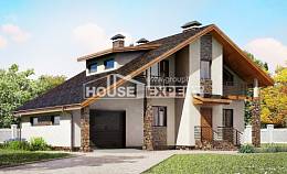 180-008-Л Проект двухэтажного дома с мансардой и гаражом, простой коттедж из твинблока, Окуловка