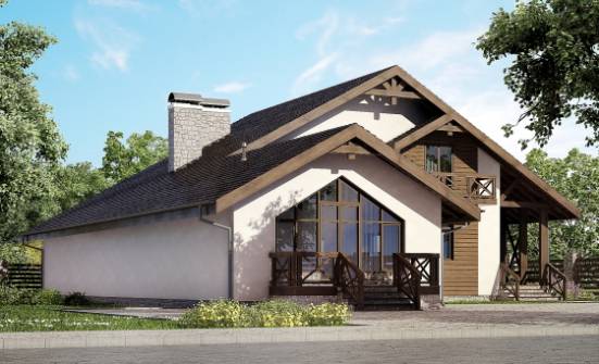 265-001-П Проект двухэтажного дома с мансардой, гараж, просторный домик из арболита, Малая Вишера