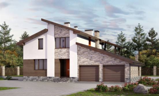 240-004-П Проект двухэтажного дома с мансардным этажом, гараж, средний дом из газобетона Валдай | Проекты домов от House Expert