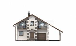 150-003-Л Проект двухэтажного дома мансардой и гаражом, бюджетный загородный дом из теплоблока, Боровичи