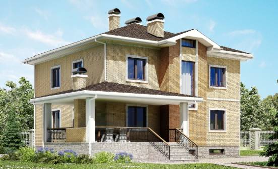 350-002-Л Проект трехэтажного дома, гараж, красивый домик из кирпича, Малая Вишера