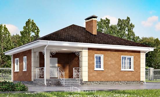 100-001-Л Проект одноэтажного дома, экономичный загородный дом из теплоблока, Боровичи
