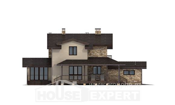 220-001-Л Проект двухэтажного дома с мансардным этажом, гараж, просторный домик из теплоблока, Малая Вишера