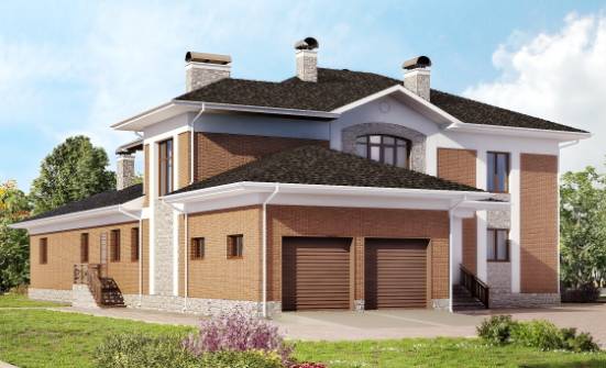 520-002-Л Проект трехэтажного дома и гаражом, классический загородный дом из керамзитобетонных блоков, Старая Русса