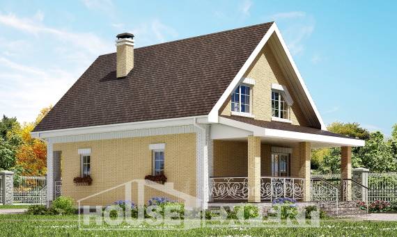 130-004-П Проект двухэтажного дома мансардой, скромный домик из поризованных блоков, Окуловка